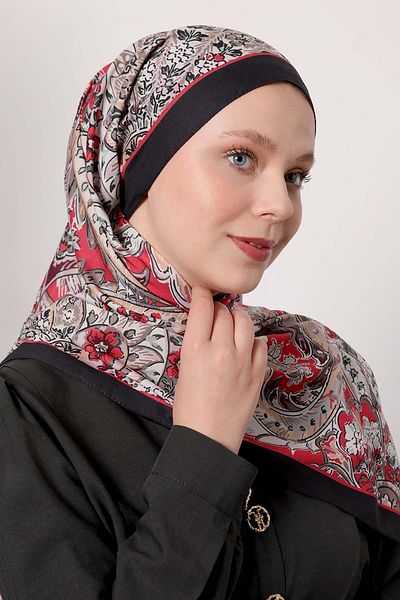 Levidor Black-Red Abstract Flower Pattern Love Shawl