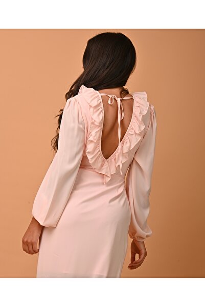 OMNIAH فستان نسائي حرير بكم طويل