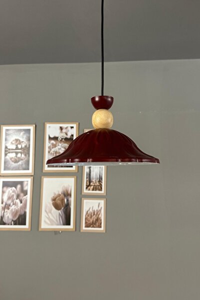 Bamyum Ralivo Vişne Çürüğü Metal Avize Tekli Ahşap Şapka Başlık Mutfak Modern Dekoratif Sarkıt Aydınlatma