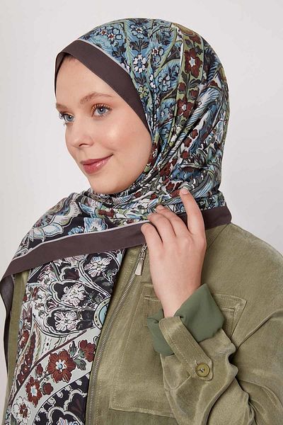 Levidor Dark Brown Abstract Flower Pattern Love Shawl