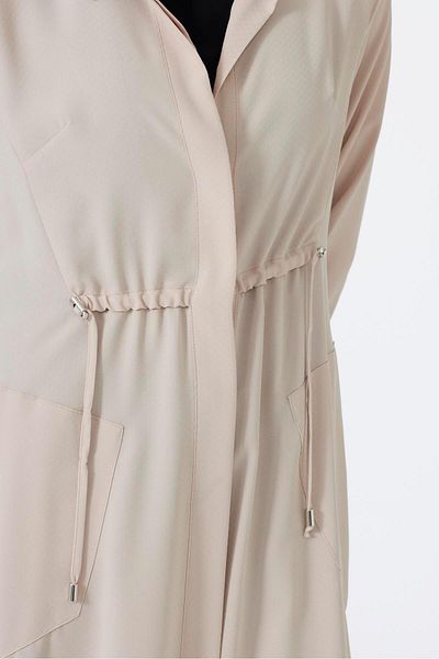 Zühre Shirt Collar Pocket Detailed Long Beige Wear Out Gc-0062