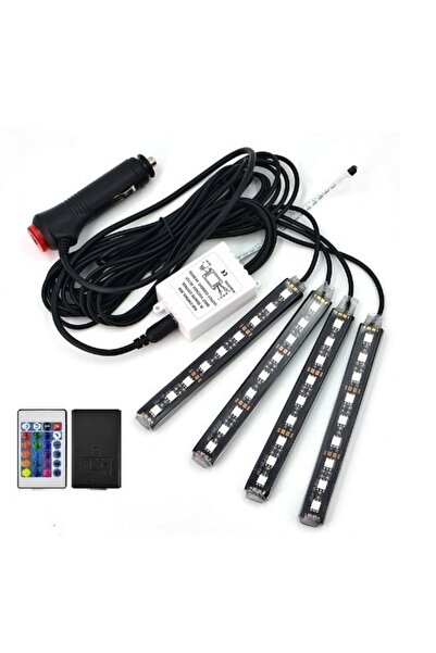 Andyluc Kit 4 benzi LED, lumina ambientala auto RGB cu telecomanda