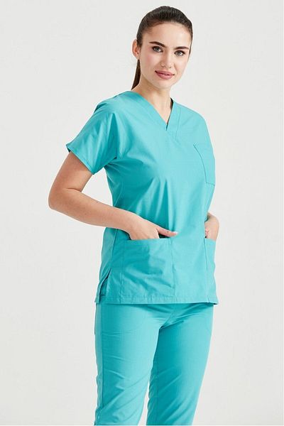 DEMOTEKS Scrub Set Costum Medical Classic Verde Turquoise Unisex