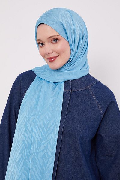 Levidor Turquoise Abstract Leaf Pattern Jacquard Capri Shawl