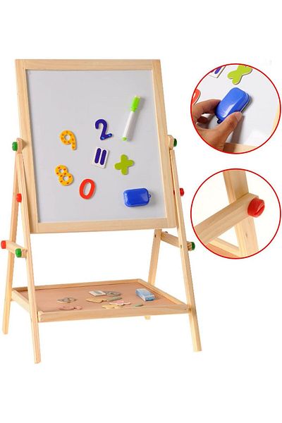 unbranded 2-in-1 multi-functional magnetic board on one side and a chalkboard on the other