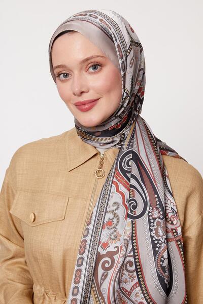 Levidor A.Vizon Kenar Geometrik Desen Hint İpeği Şal