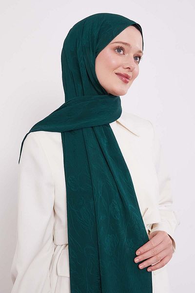 Levidor Emerald Abstract Tulip Pattern Jacquard Capri Shawl