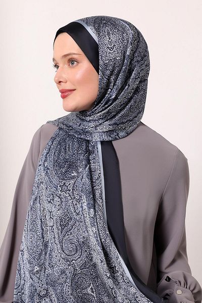 Levidor Blue Printed Indian Silk Shawl