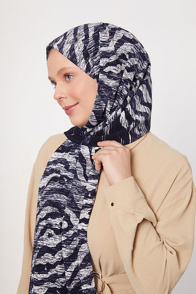 Levidor Parliament Blue Zebra Patterned Medina Silk Shawl