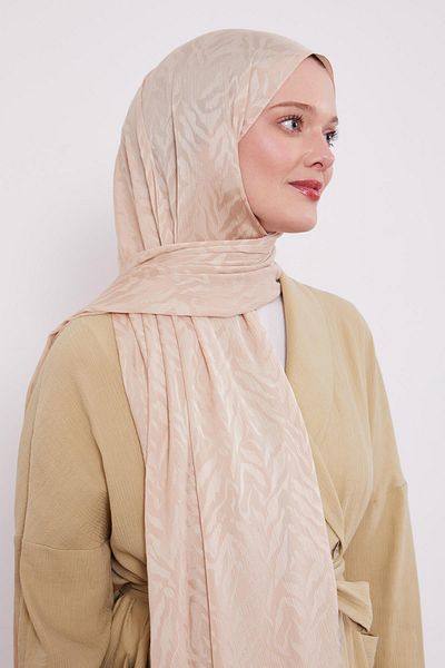 Levidor A.Mink Abstract Leaf Pattern Jacquard Capri Shawl