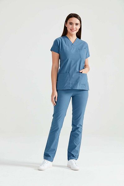 DEMOTEKS Scrub Set Costum Medical Classic Albastru Petrol Unisex - Petrol Grey