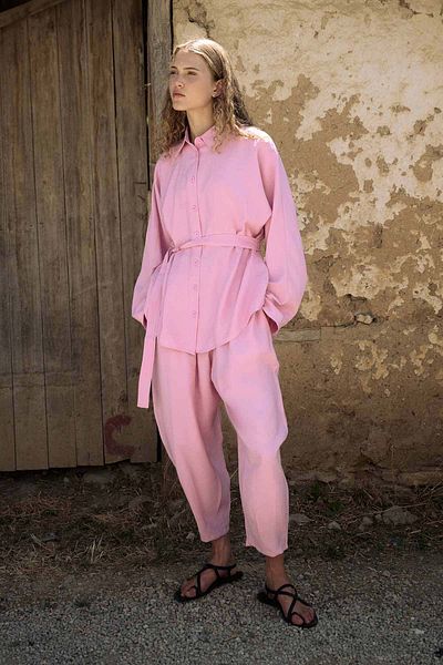 Hooopstore Basic Oversize Pink Pants Set