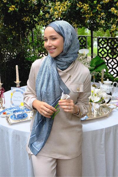 Levidor Mint Yeşili Baskılı Hint İpeği Şal