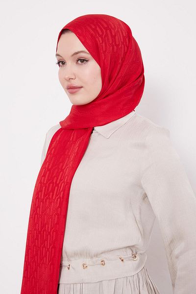 Levidor Red Paperclip Pattern Blue Jacquard Shawl