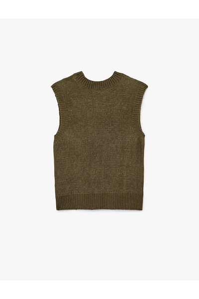 Koton Sleeveless Stand Collar Textured Knitwear Sweater
