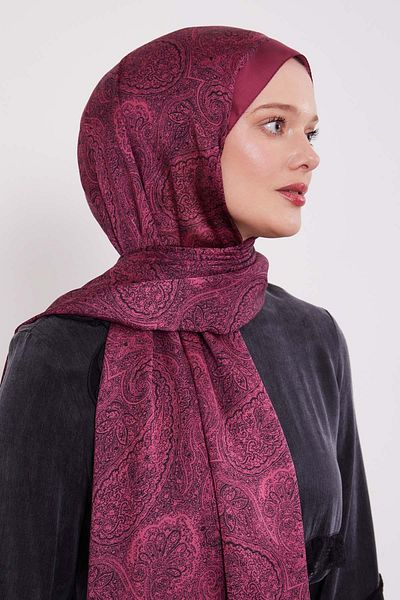 Levidor Plum Authentic Pattern Indian Silk Shawl