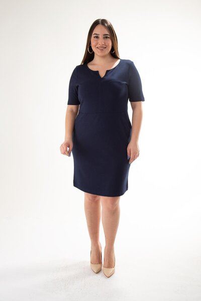 Roxxlen Φόρεμα μεγάλου μεγέθους με τσέπες σε μπλε ναυτικό χρώμα