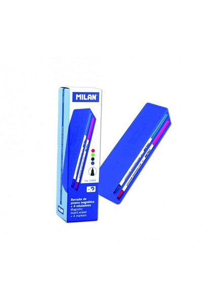 Milan Magnetic whiteboard marker set of 4+sponge