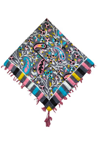 kızca Indian Silk Scarf Black Pink 110 Lugs