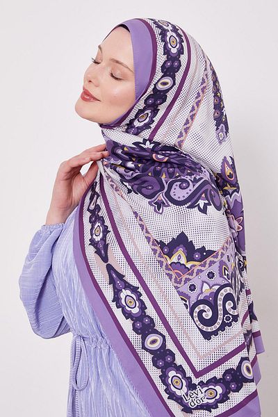 Levidor Şal din mătase indiană cu model de pete violet