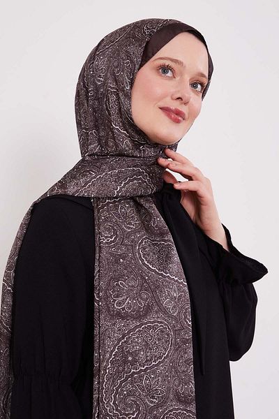 Levidor Dark Brown Authentic Pattern Indian Silk Shawl