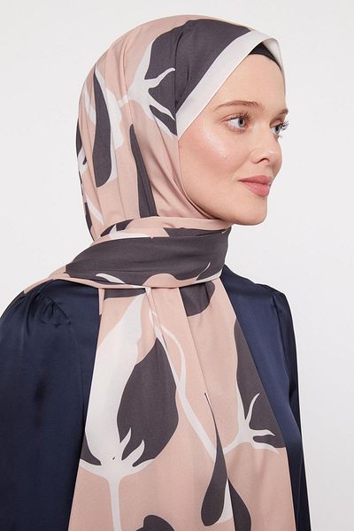 Levidor Milk Coffee Abstract Floral Patterned Elegance Shawl