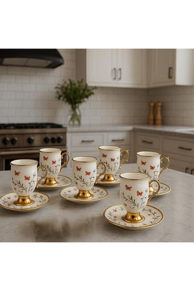 Paçi 6 Person Porcelain Coffee Cup Set