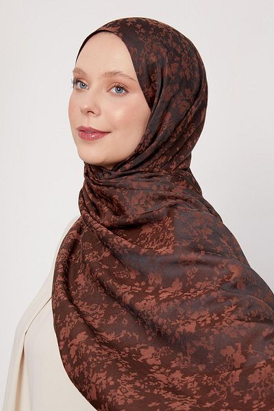 Levidor Dark Brown Flower Pattern Italian Jacquard Shawl