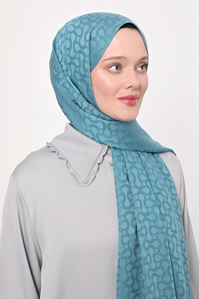 Levidor Moss Green S Pattern Blue Jacquard Shawl