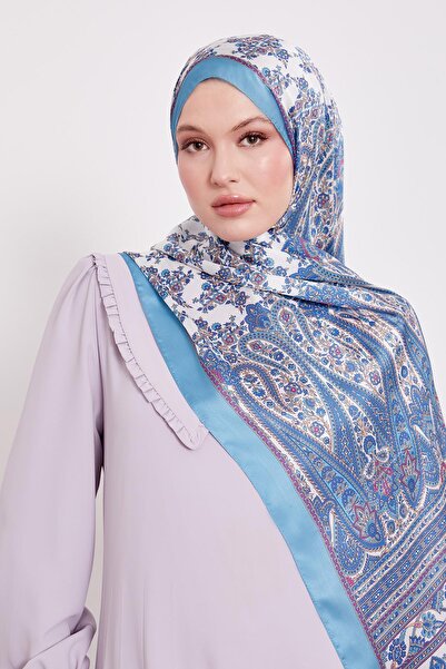 Levidor Turquoise Spiral Pattern Indian Silk Shawl