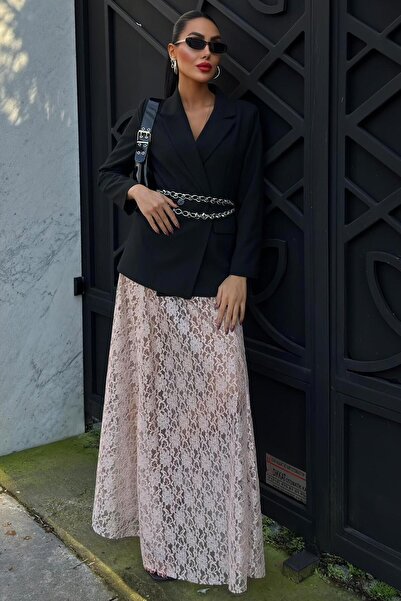 WeShaya Women's Mink Lace Maxi Long Skirt