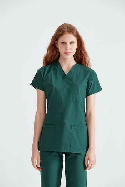 DEMOTEKS Scrub Set Medical Suit Classic Khaki Green Unisex - Khaki