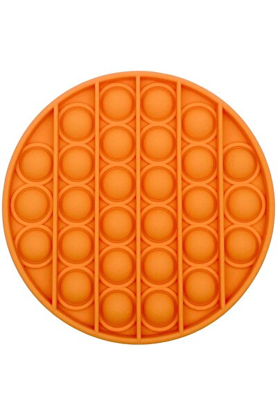 OEM Jucarie Push Pop Bubble Fidget, Pop It, antistres, silicon, rotund, Portocaliu, 1.5 x 12.5 cm