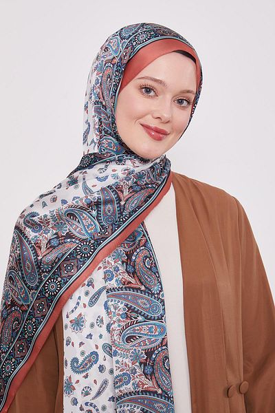 Levidor Orange Mixed Flower Indian Silk Shawl