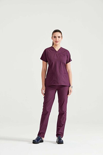 DEMOTEKS Scrub Set Costum Medical Classic Grena Unisex - Sour Cherry