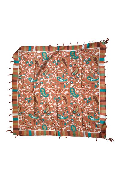 kızca Indian Silk Scarf Coffee 110 cm