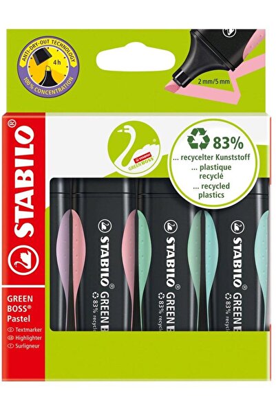 Rtc Textmarker Stabilo Boss Green Pastel, 4 culori/set