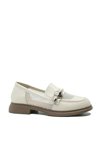 FORMAZIONE Pantofi eleganti stil mocasin Formazione, crem cu lac și inserții de plasă FNX 58019