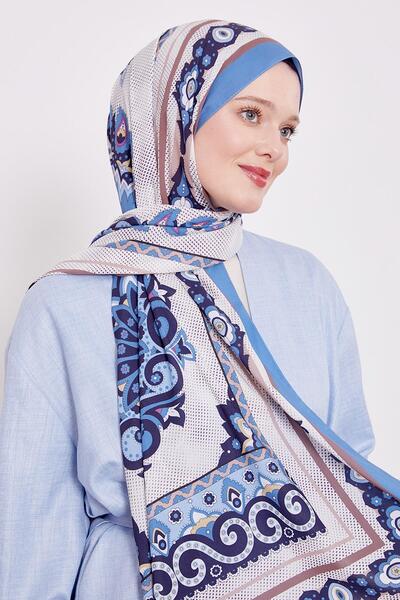Levidor Blue Edge Speckle Pattern Indian Silk Shawl