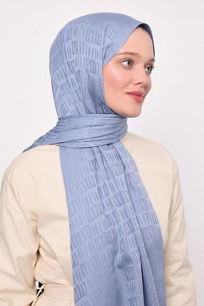 Levidor Blue Drop Pattern Blue Jacquard Shawl