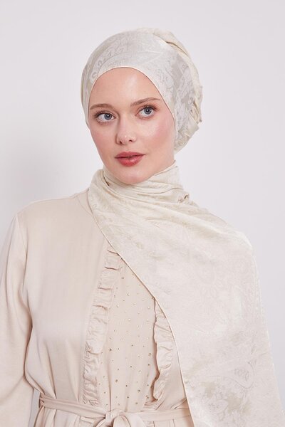 Levidor Beige Ethnic Pattern Italian Jacquard Shawl