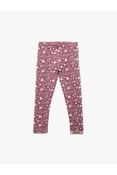Koton Raised Heart Patterned Cotton Long Leggings