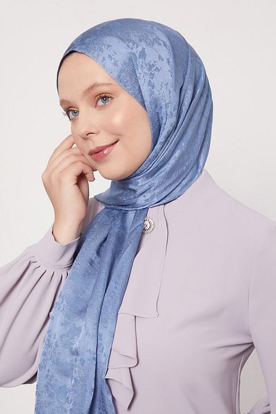 Levidor Blue Flower Pattern Italian Jacquard Shawl