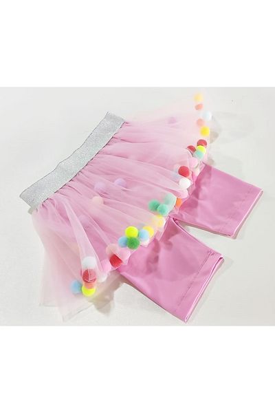 By Piera Girl's Pompom Biker Leggings