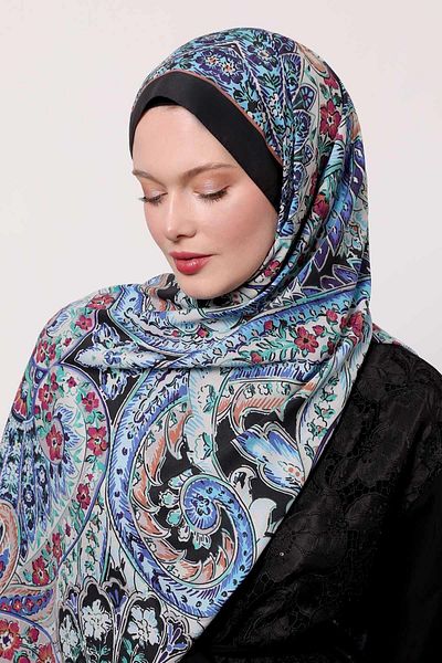 Levidor Blue Abstract Flower Pattern Love Shawl