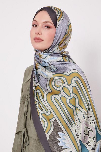 Levidor Khaki Baroque Indian Silk Shawl