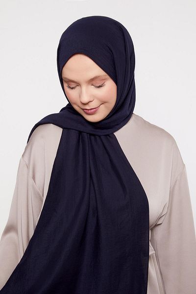 Levidor Dark Navy Blue Plain Style Shawl
