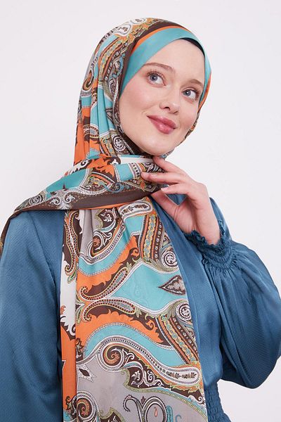Levidor Turquoise Bohemian Patterned Indian Silk Shawl