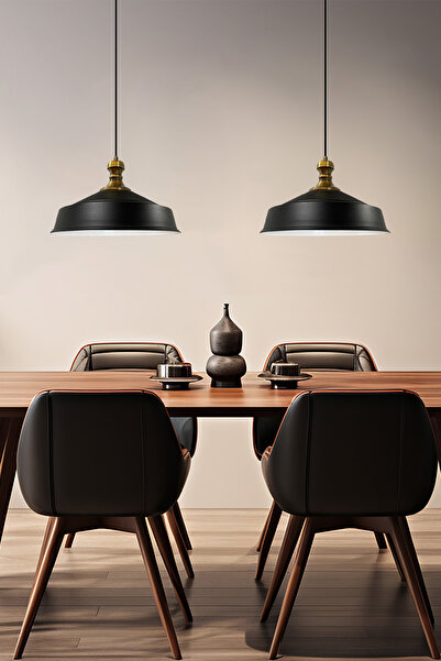 Bamyum Asaletli Siyah Ikili Avize Eskitme Tokmak Başlık Sarkıt Lamba Mutfak S...