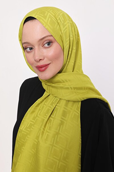 Levidor Lime Square Pattern Blue Jacquard Shawl